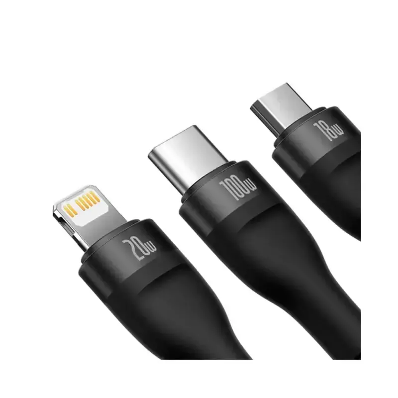کابل شارژ 3 در 1 باسئوس مدل Flash Series 2 طول  1.2 متر 100 وات
